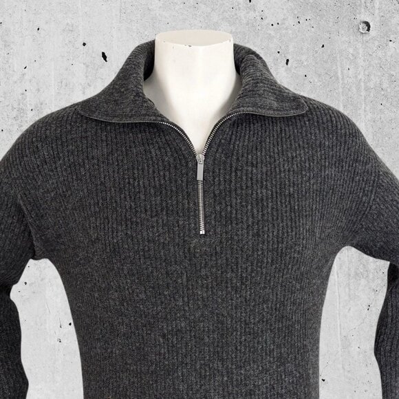 NWT Womens H & M Sweater Size XS Oversized 1/4 Zip Ribbed Shawl Collar - Picture 3 of 8